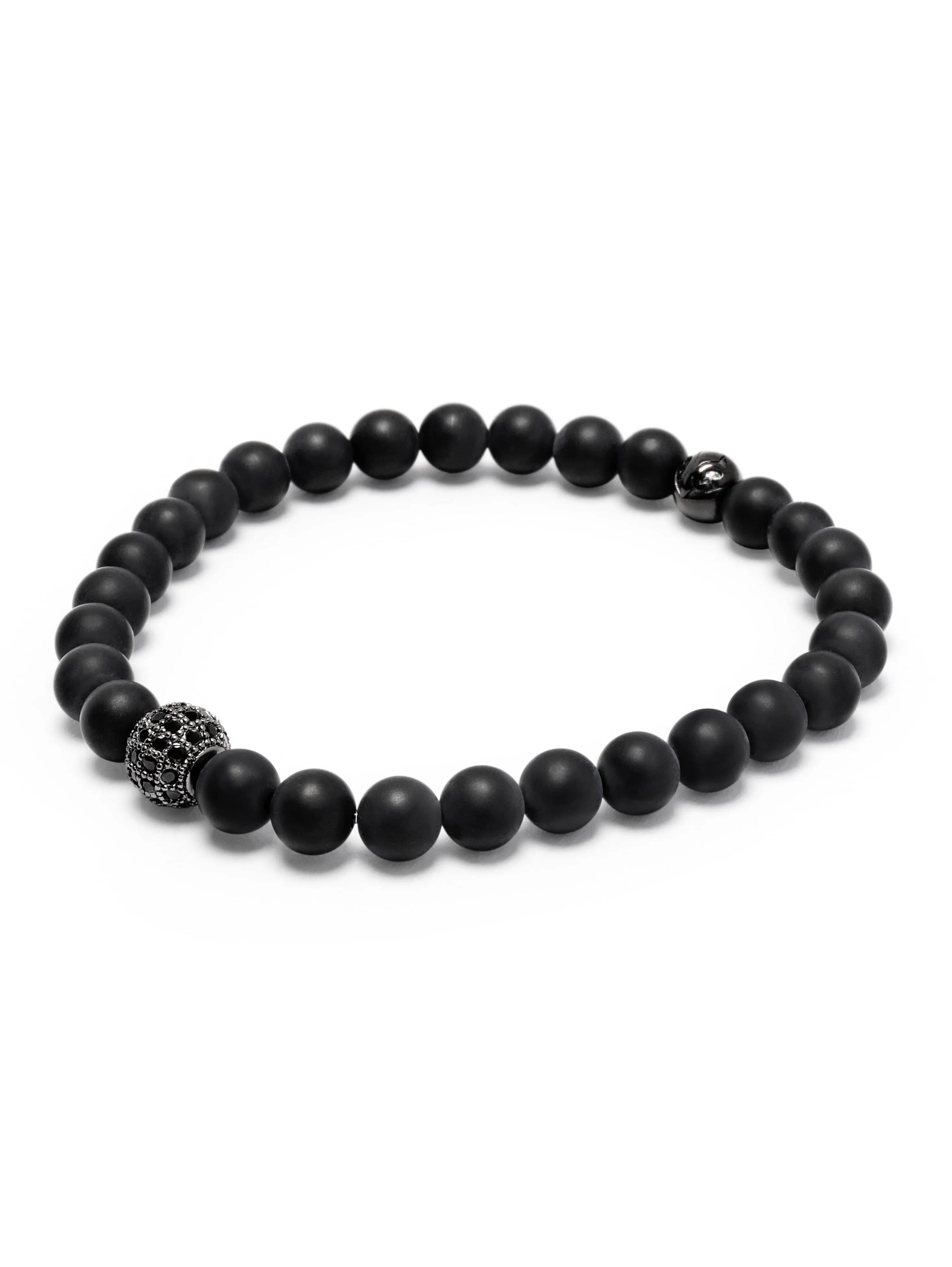 Men's Wristband with Matte Onyx and Black CZ Diamond