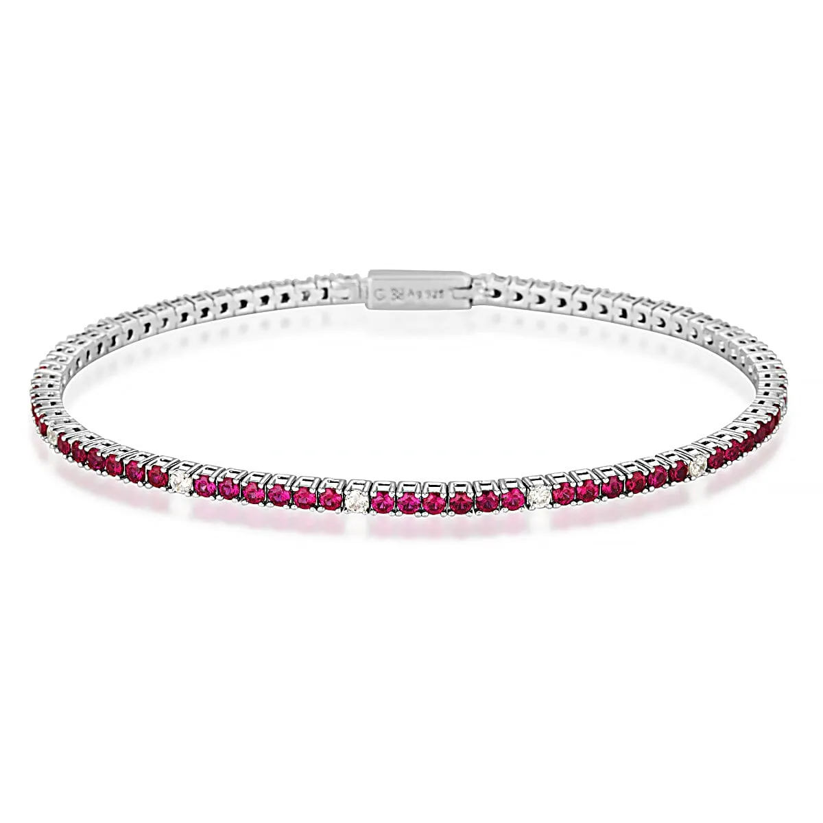 MILESTONE RUBY 2MM TENNIS BRACELET IN SILVER