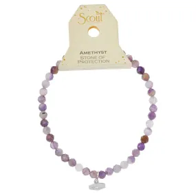 Mini Faceted Stone Stacking Bracelet - Amethyst/Silver