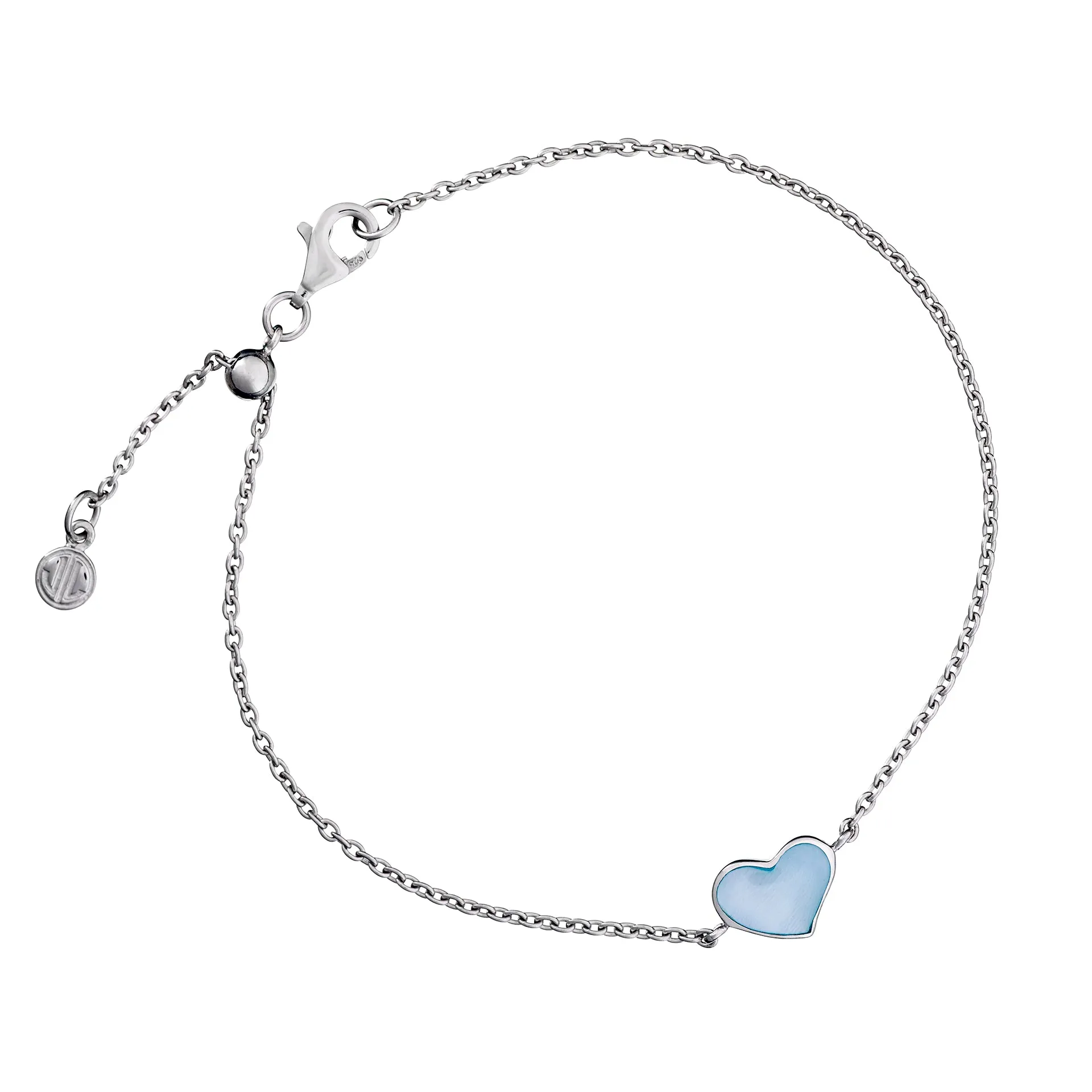 Mother of Pearl Heart Sterling Silver Bracelet