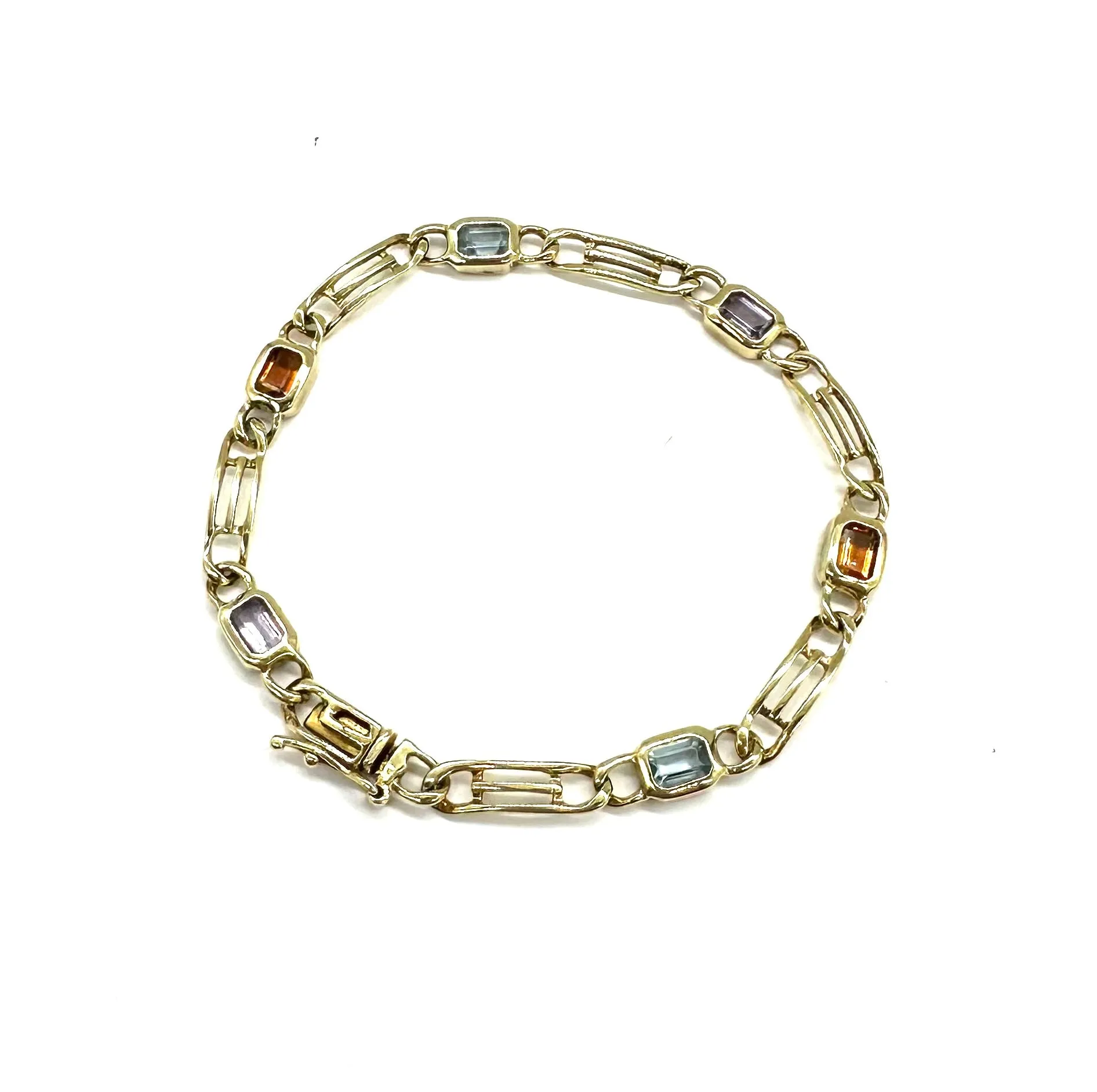 Multi-Color Gemtsone Bezeled Bracelet