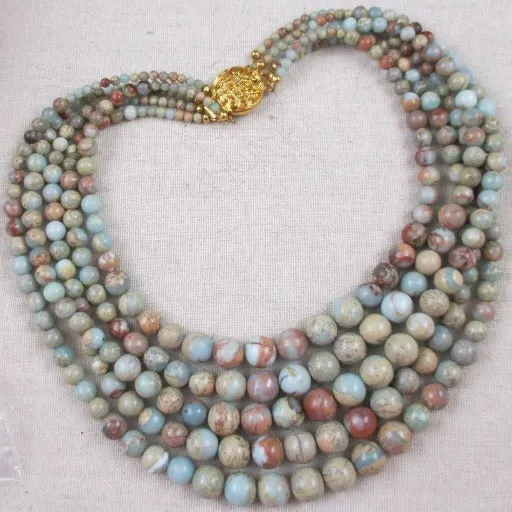 MUlti-Strand African Opal Gemstone Statement Necklace