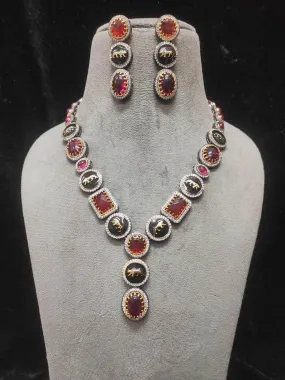 Multicolor Designer Stone Studded Necklace Set