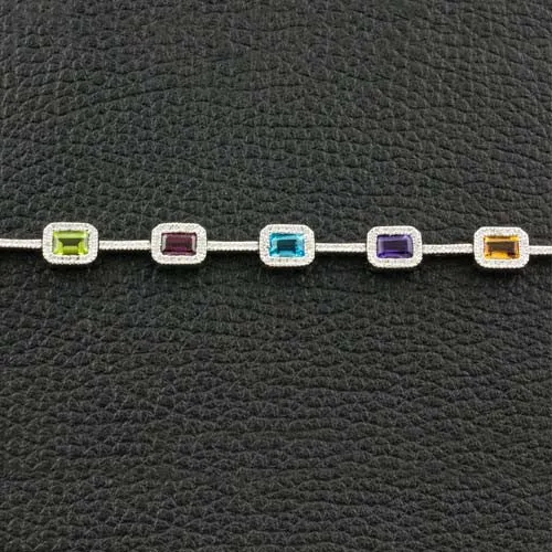 Multicolor Gemstones & Diamond Bracelet