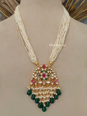 Multicolor Gold Plated Jadau Kundan Necklace Set - MS1721M