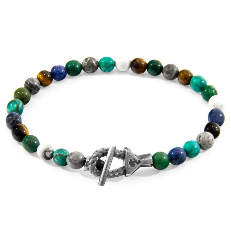 MULTICOLOURED MULTI-GEM MANTARO SILVER AND STONE BRACELET