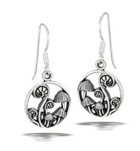 Mushroom And Fiddler Fern Dangle Earring