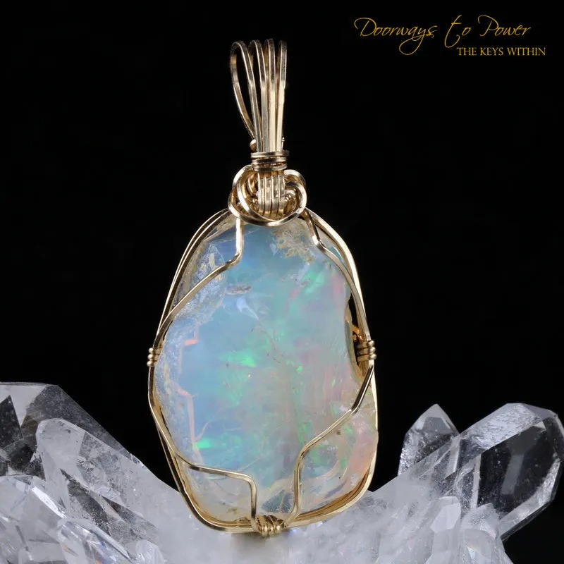 Mystical Opal Meditative Light Crystal Pendant 14k RESERVED