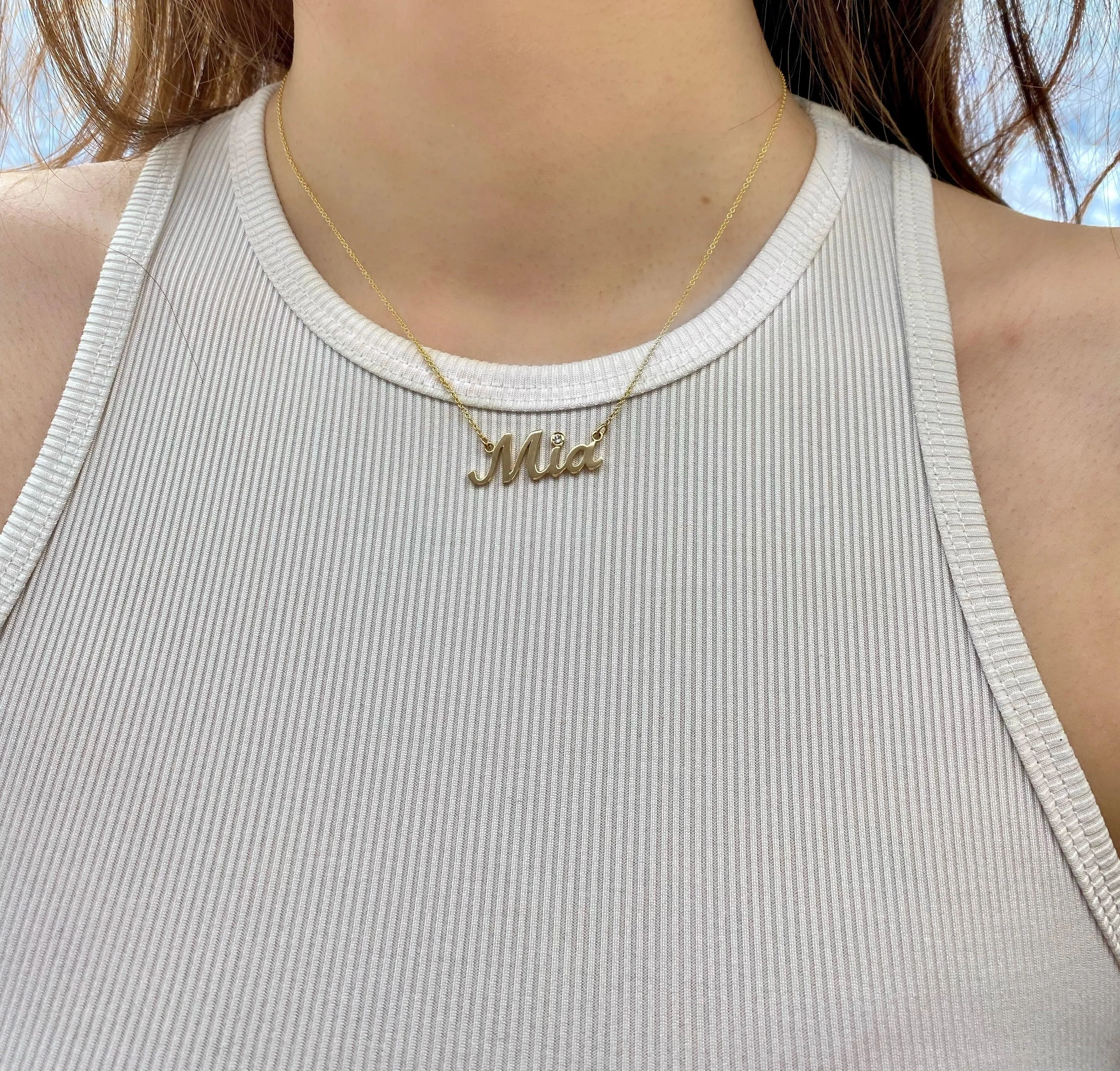 Name Necklace Mia Citrine Accent Yellow Gold