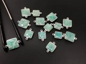 Natural Amazonite Gemstone Connector, Sterling Silver Connectors,