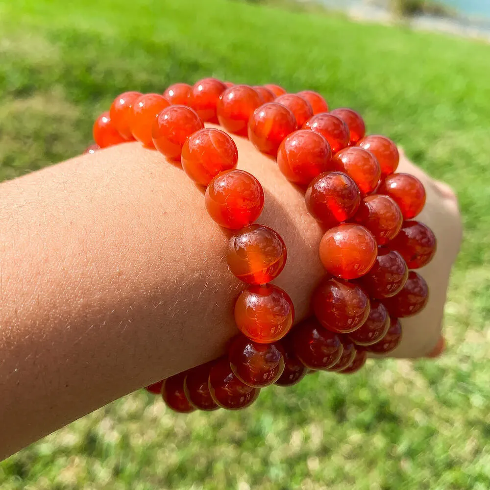 Natural Carnelian 10mm Beaded Bracelet