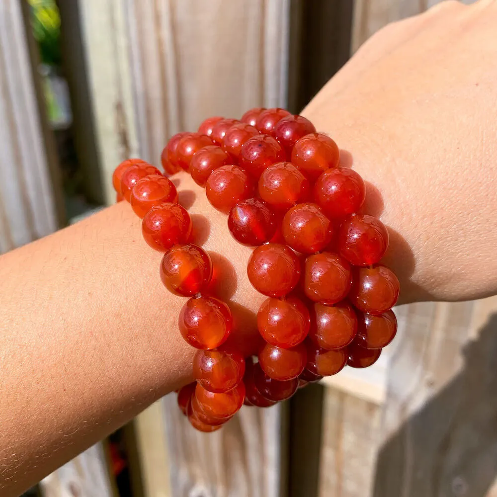 Natural Carnelian 10mm Beaded Bracelet