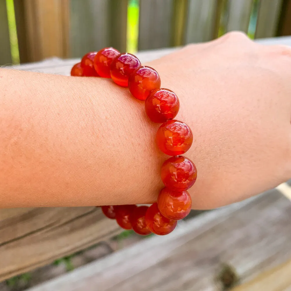 Natural Carnelian 10mm Beaded Bracelet