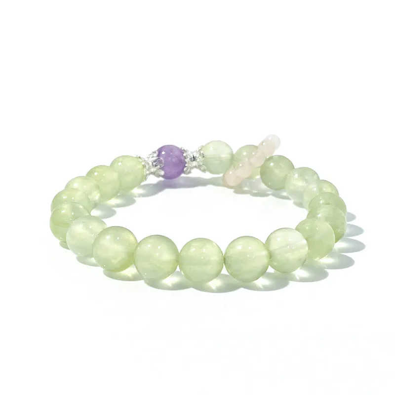 Natural Grape Stone Crystal Bracelet with Amethyst Running Ring