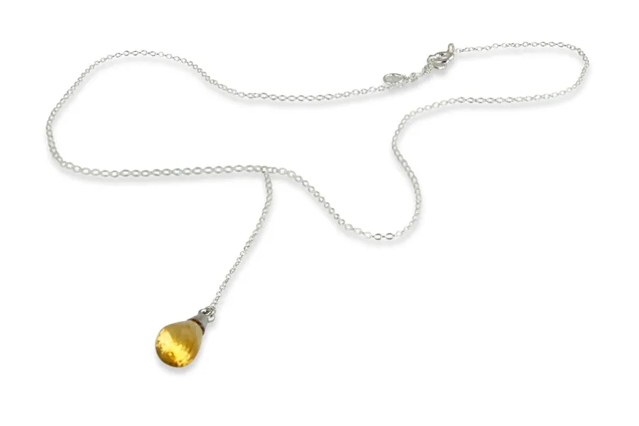 Necklace - Chain & Stone Citrine Drop Sterling Silver 17"