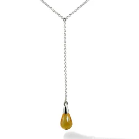 Necklace - Chain & Stone Citrine Drop Sterling Silver 17"