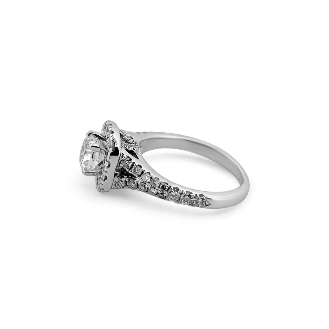 Neil Lane Cushion Cut Diamond Halo Engagement Ring in 14k White Gold