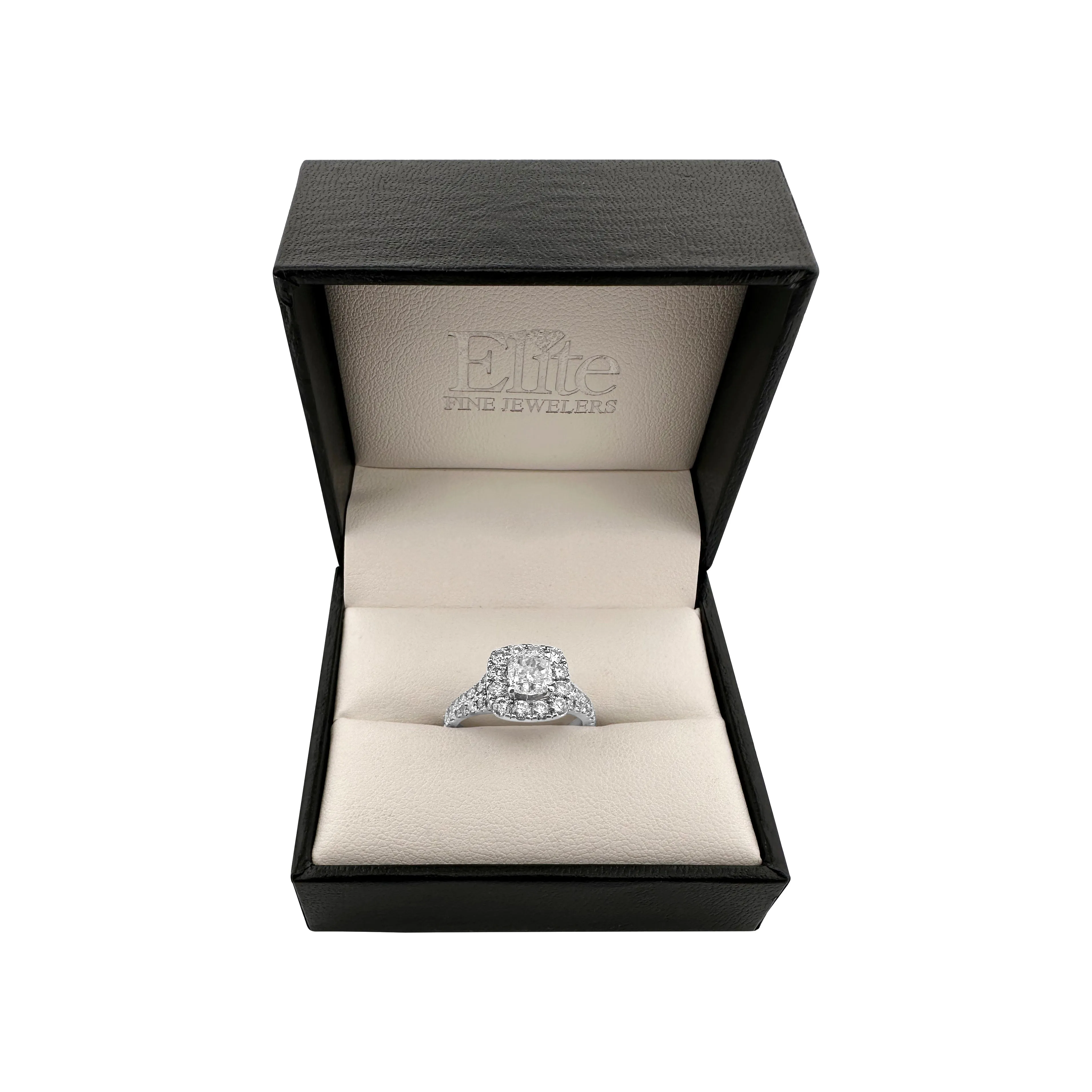 Neil Lane Cushion Cut Diamond Halo Engagement Ring in 14k White Gold