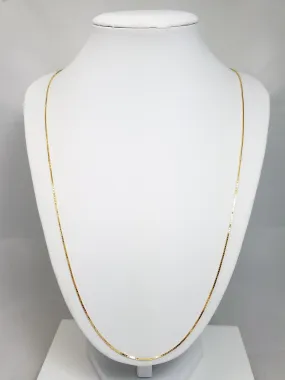 New 14k Yellow Gold Solid Box Link 24" Necklace