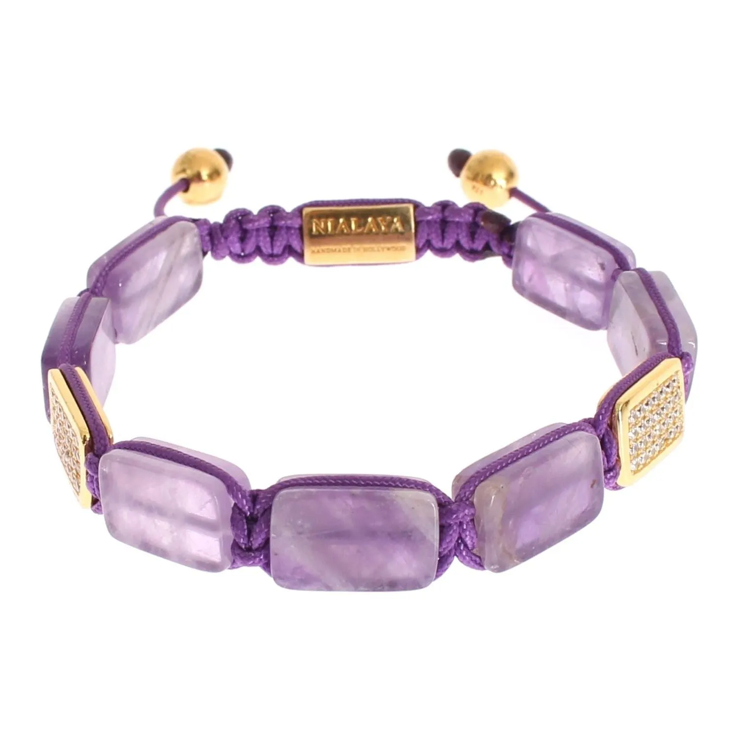 Nialaya Dazzling Diamond Gold-Plated Amethyst Bracelet