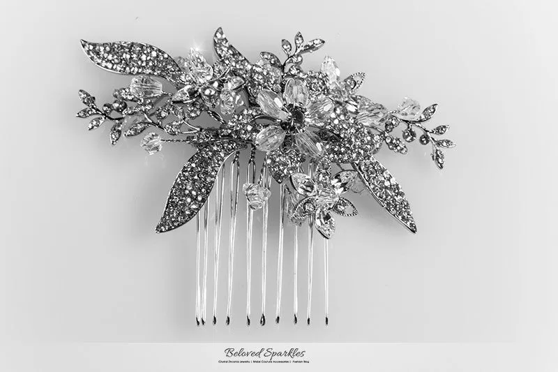 Nicolette Garden Flower Leaves Hair Comb | Swarovski Crystal