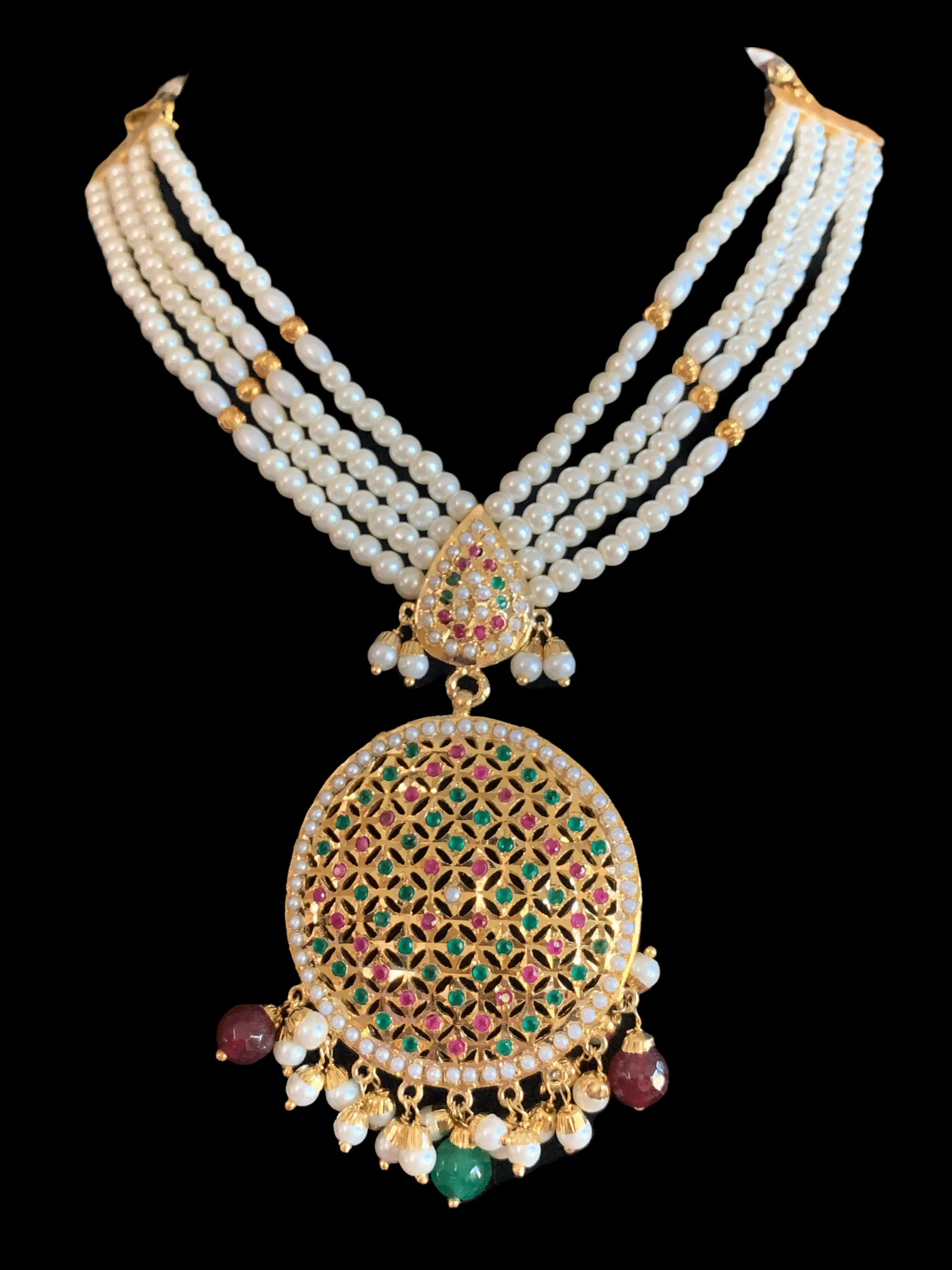 NS245 Muniza neckalce set in ruby emerald  (READY TO SHIP)