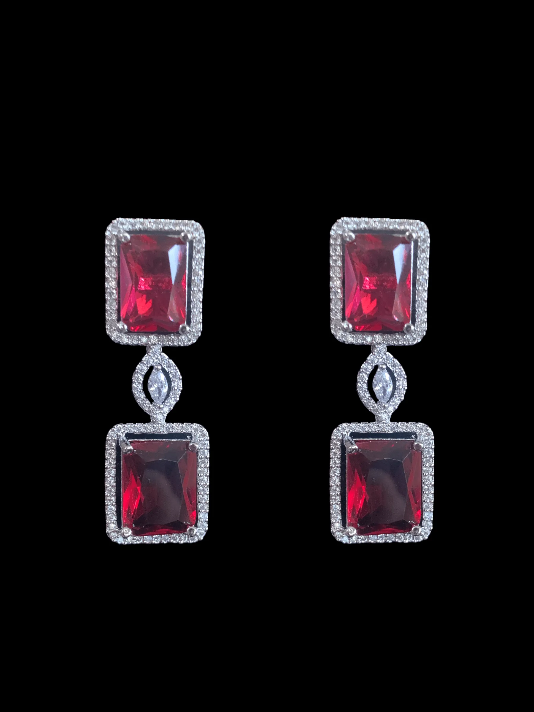 NS268  Meena cz necklace set - ruby  ( READY TO SHIP )