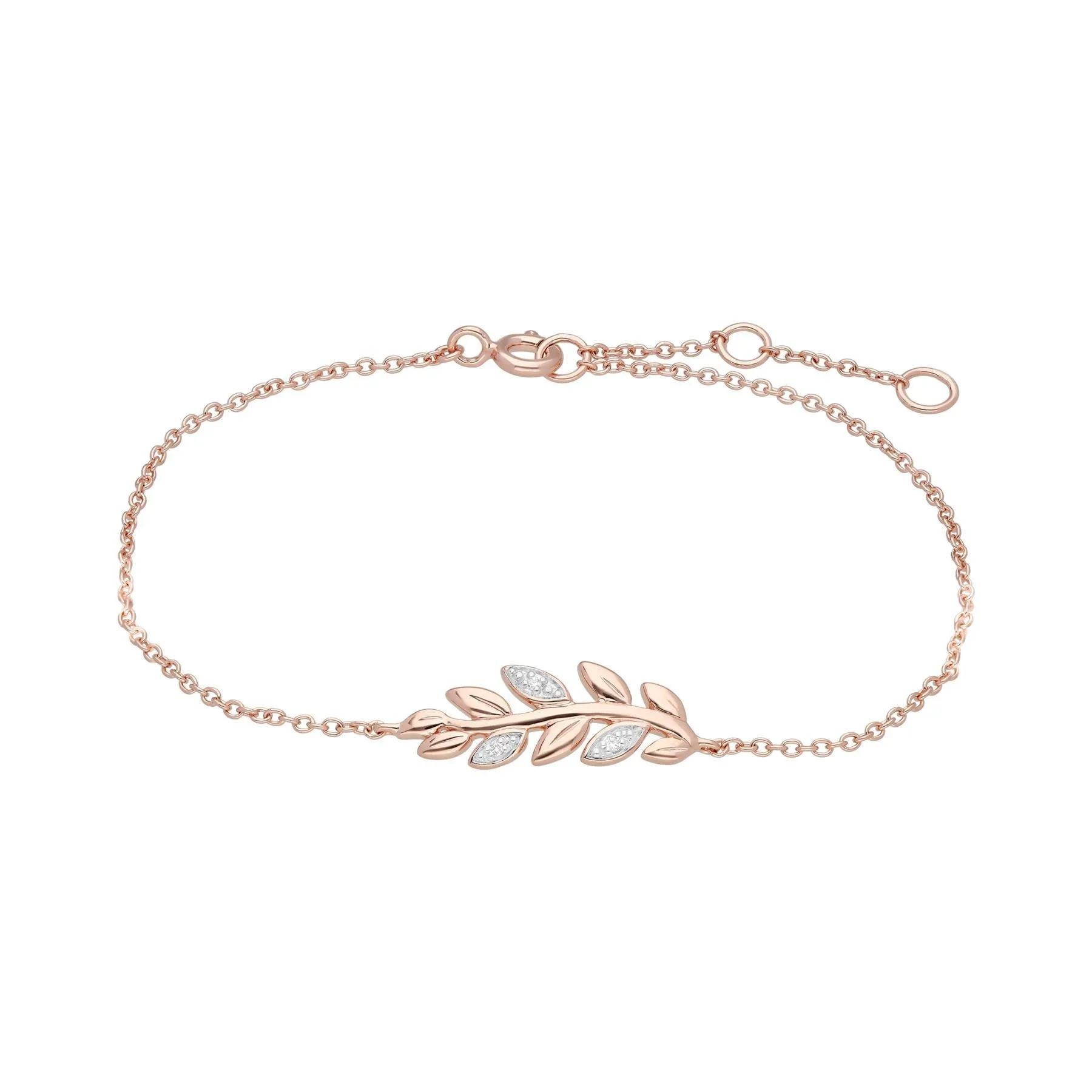 O Leaf Diamant Halskette & Armband Satz in 9ct Rose Gold