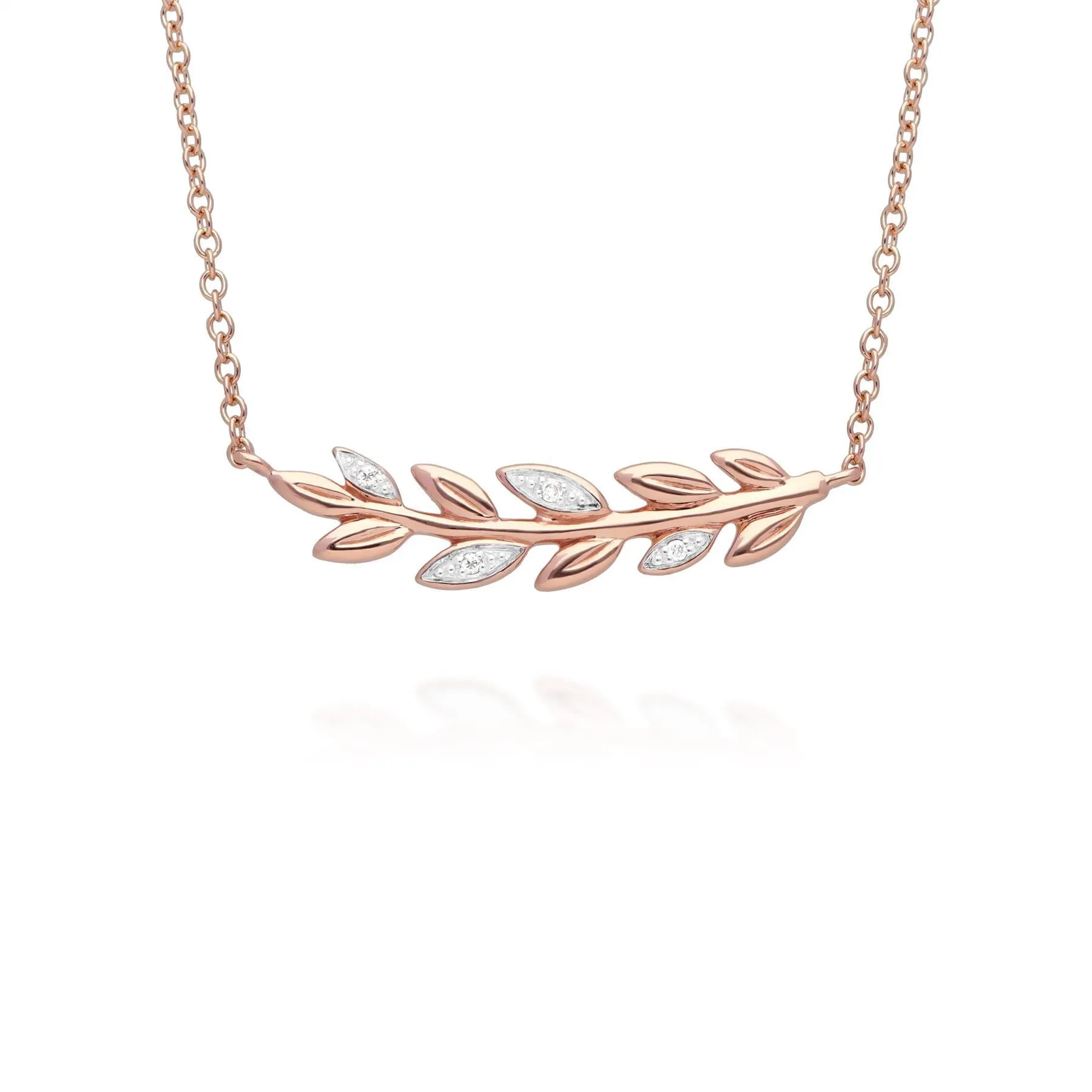 O Leaf Diamant Halskette & Armband Satz in 9ct Rose Gold