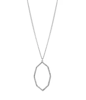 Octagon Pendant Long Necklace Silver