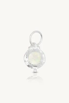 October Opal Silver Birthstone Necklace Charm