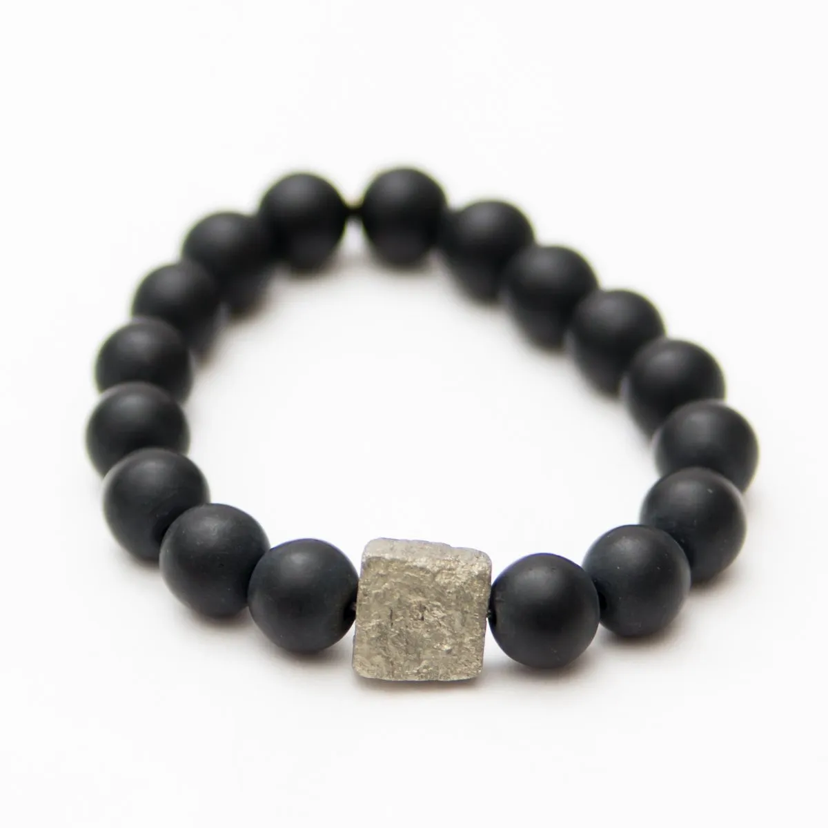 Onyx Crystal Bracelet | Matte   Pyrite Center Stone