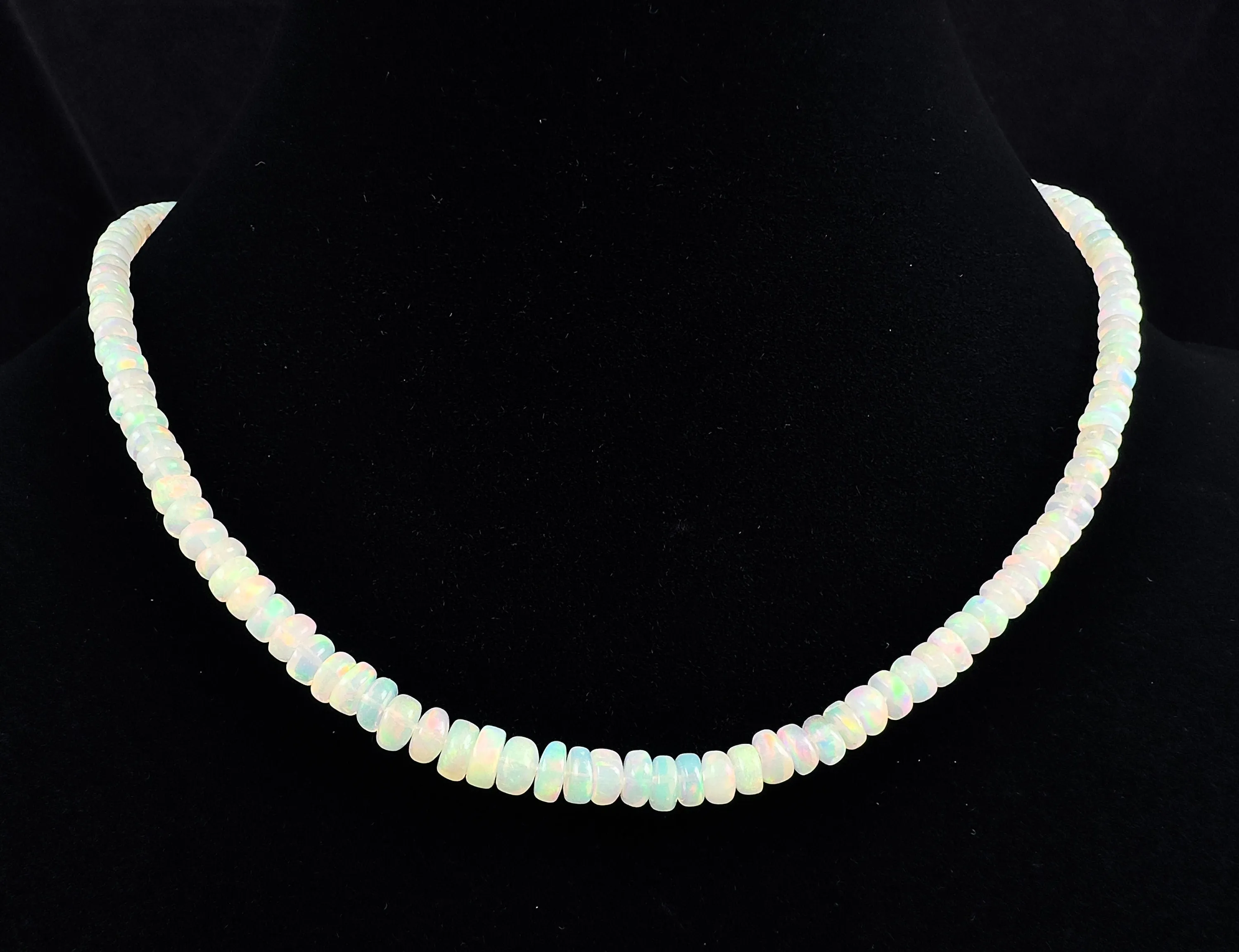 Opal Necklace - Genuine Opal Rondelle Bead Crystal Necklace from Ethiopia, 54058