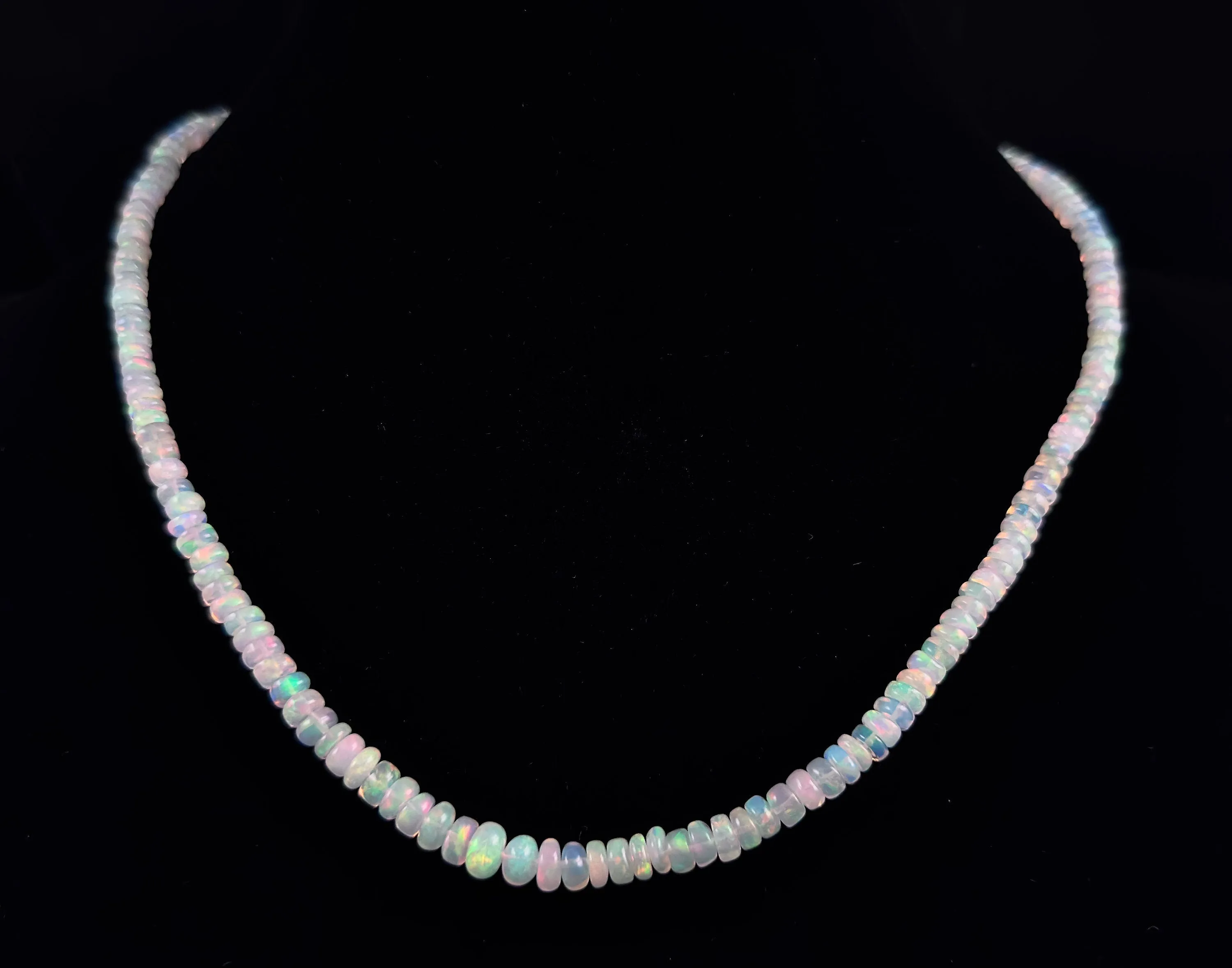 Opal Necklace - Genuine Opal Rondelle Bead Necklace from Ethiopia, 54060