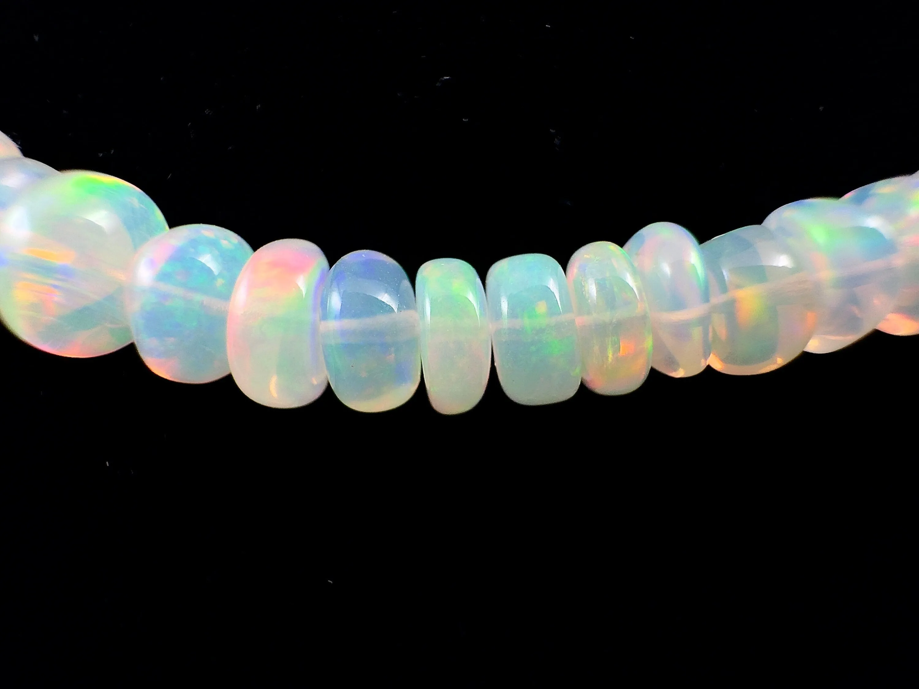 Opal Necklace - Genuine Opal Rondelle Bead Necklace from Ethiopia, 54060