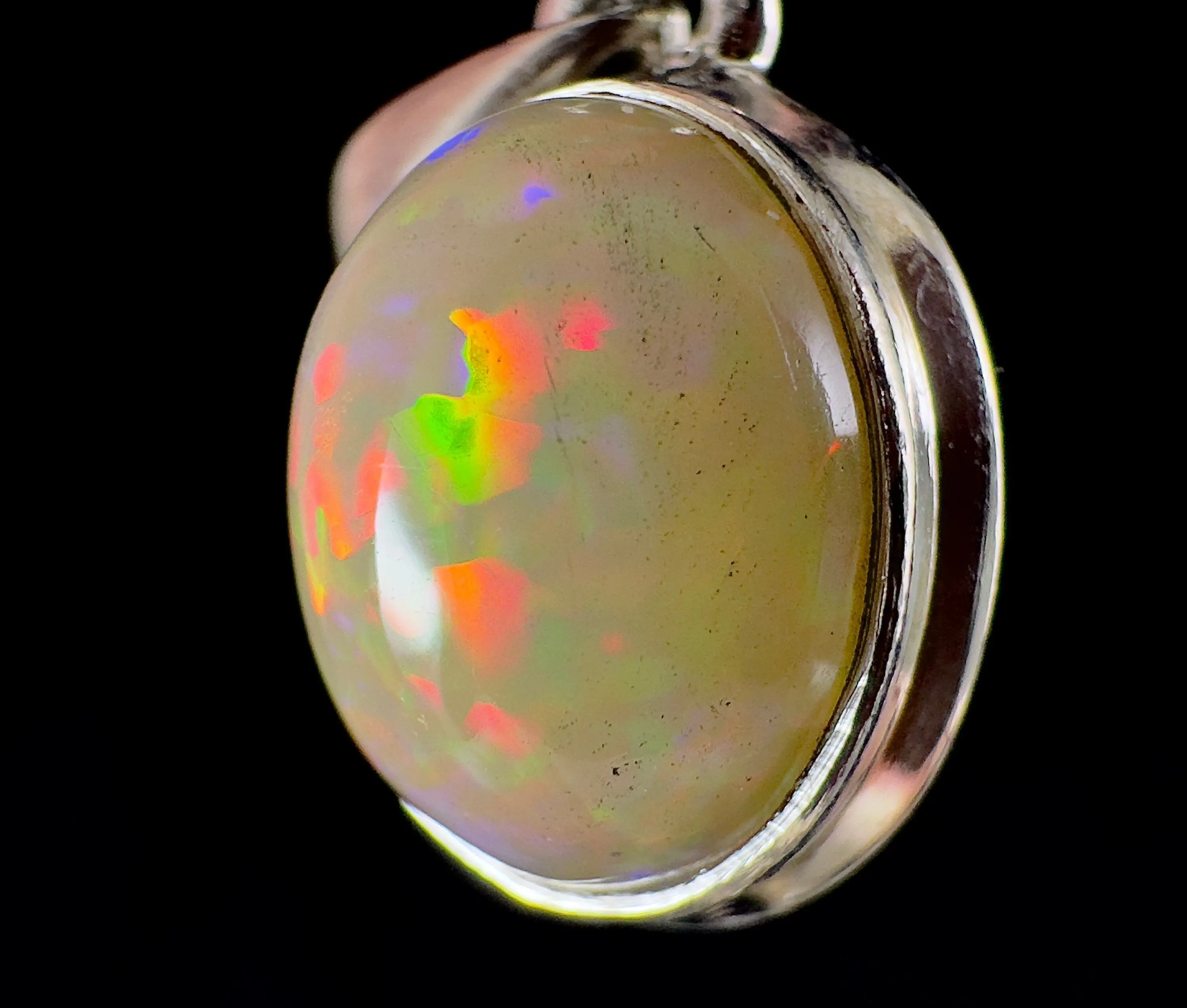 OPAL Pendant - Pinfire, Sterling Silver - Birthstone Jewelry, Opal Cabochon Necklace, Welo Opal, 54376