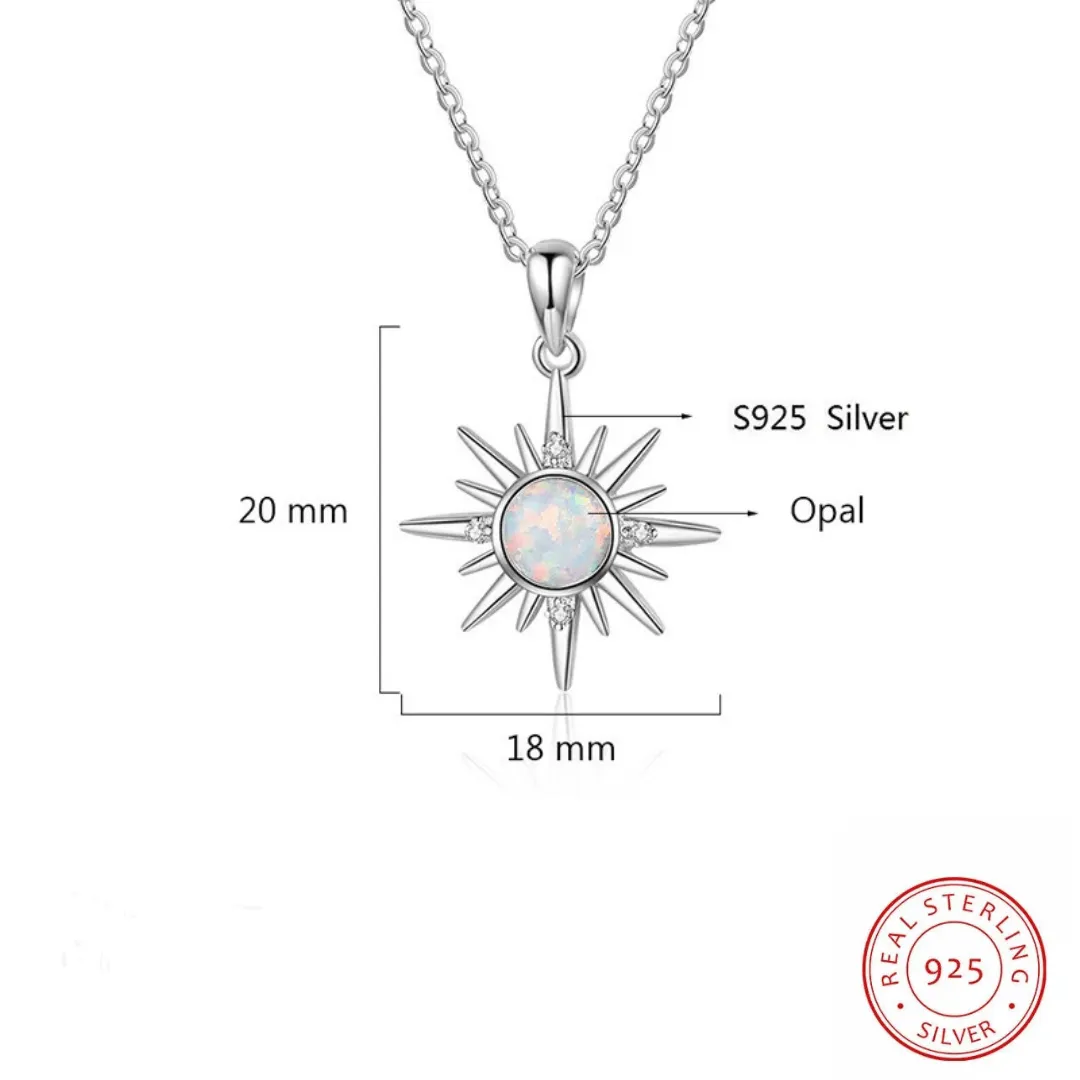 Opal Sun Pendant Necklace