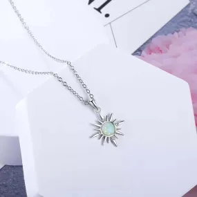 Opal Sun Pendant Necklace