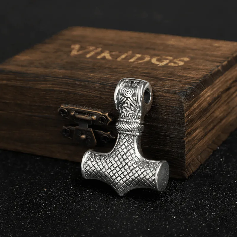 Ornamental Heavy Mjölnir Amulet - Sterling Silver