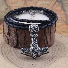 Ornamental Mjölnir with Odin's Wolves Pendant