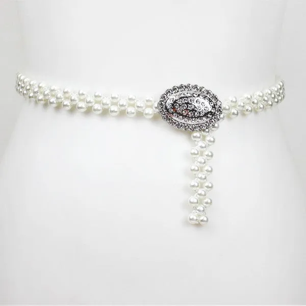 OVAL BUCKLET PEARL BELT