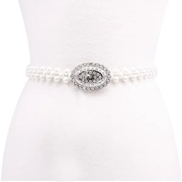 OVAL BUCKLET PEARL BELT