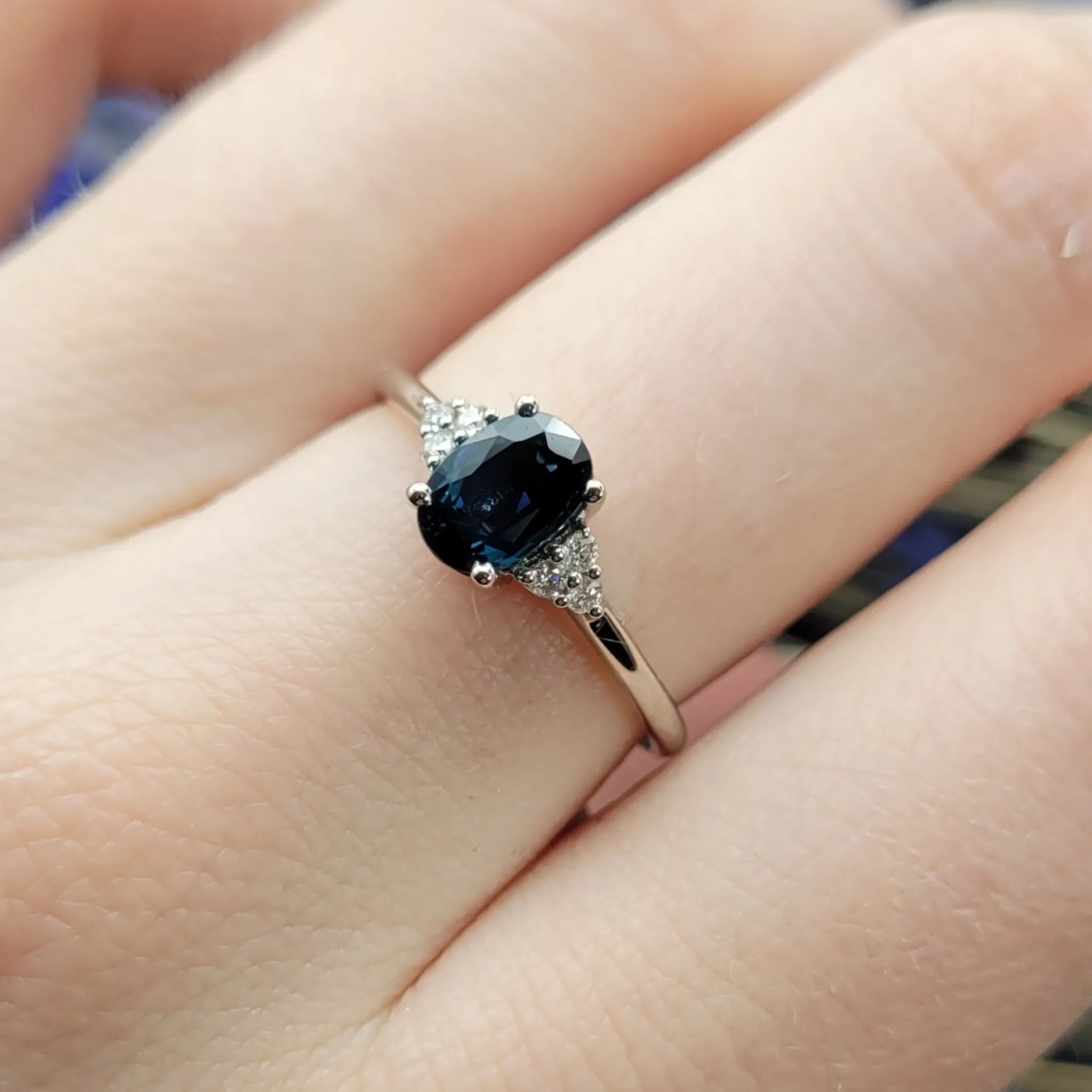 Oval Sapphire Engagement Ring With Side Stones