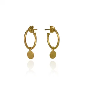 Paillete Drop Hoop Earrings Gold