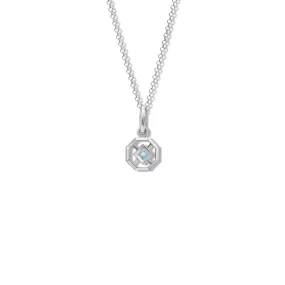 Parquet Small Necklace Pendant Silver - Blue Topaz