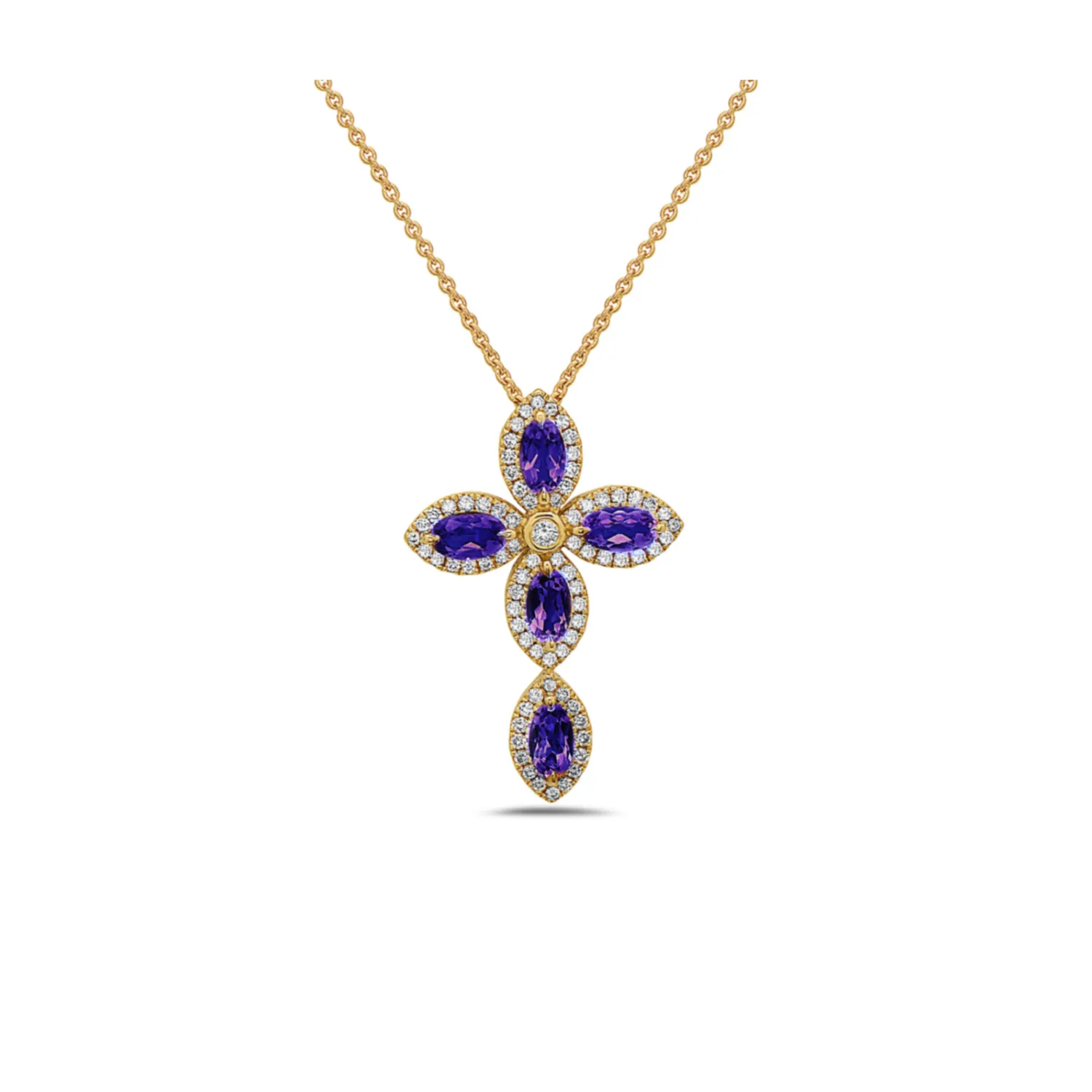 Pastel Diamond Firefly Marquise Cross Necklace