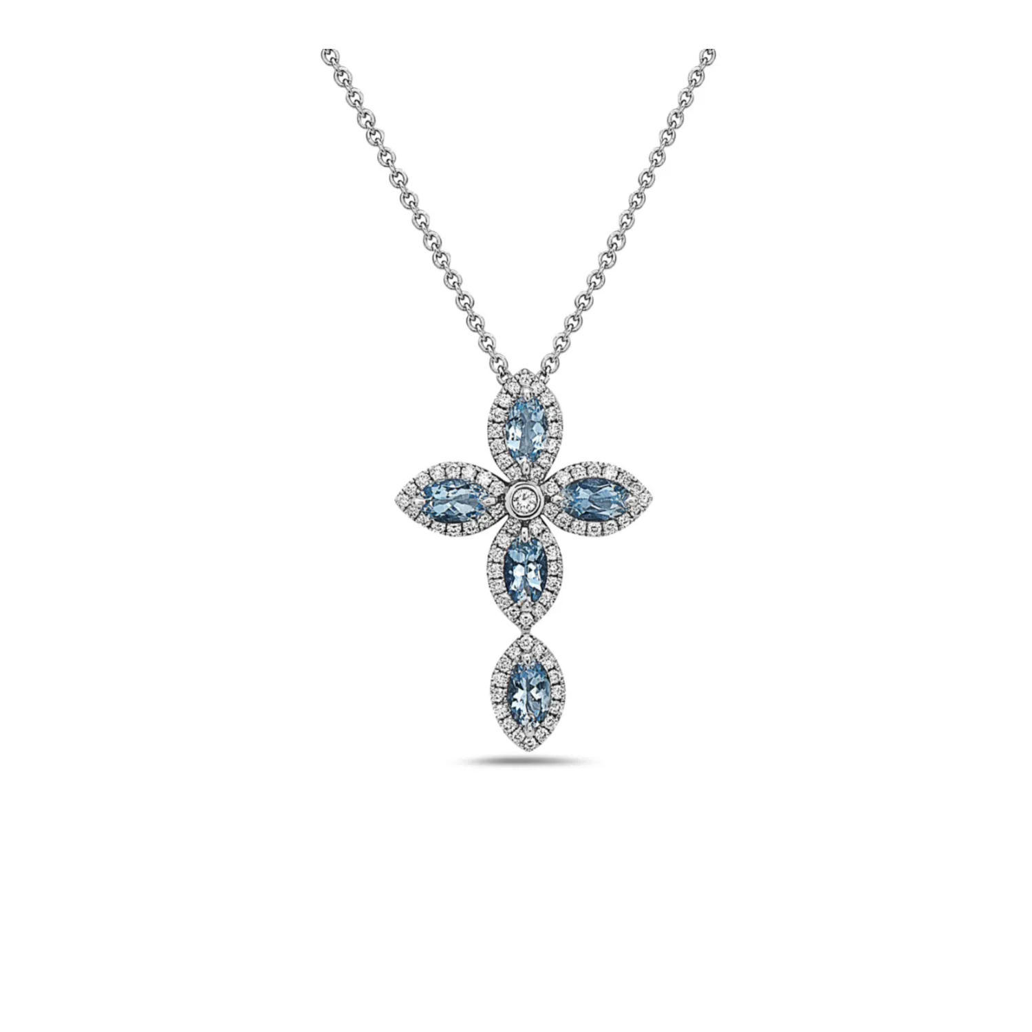 Pastel Diamond Firefly Marquise Cross Necklace