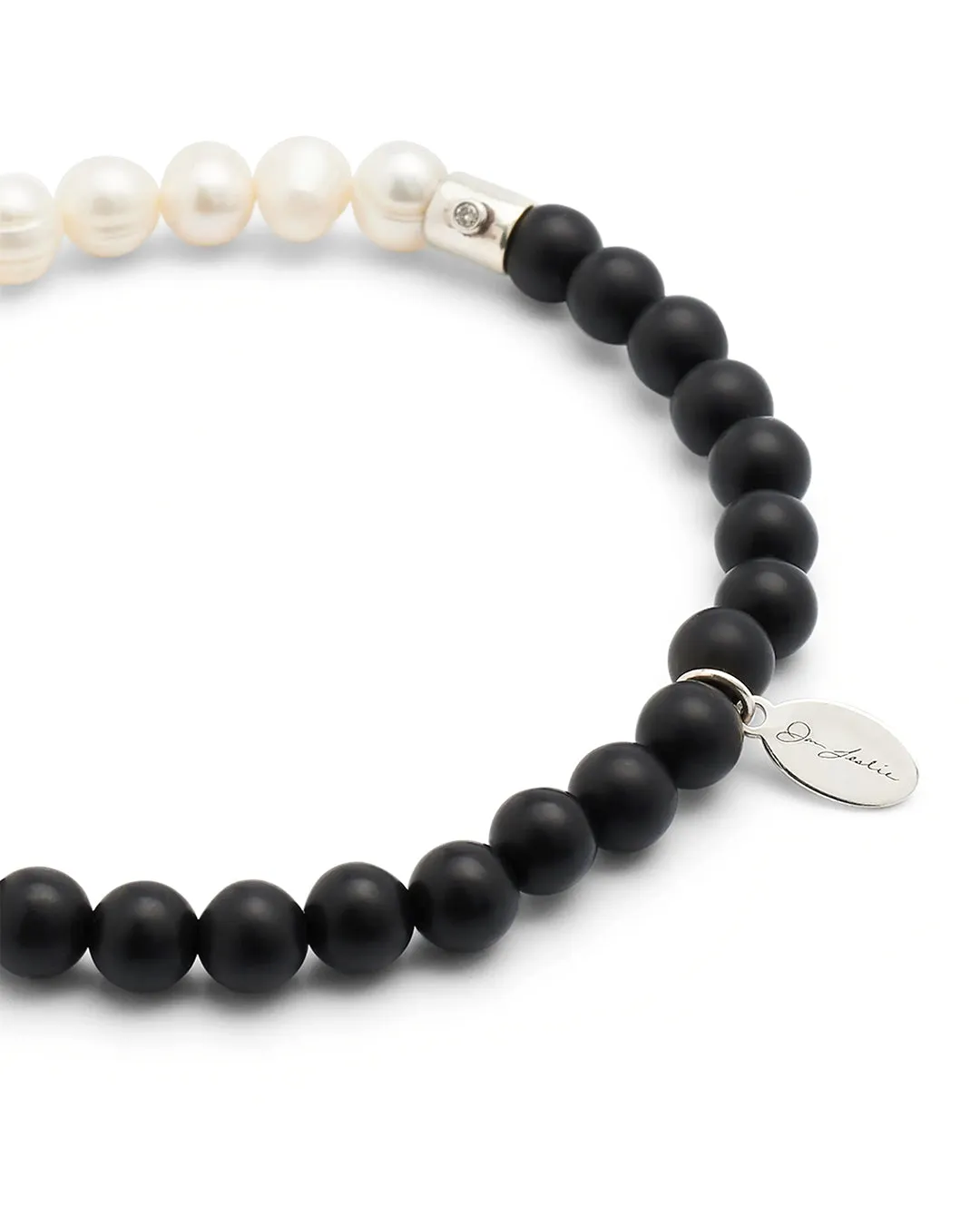 Pearl & Onyx Beaded Flex Bracelet