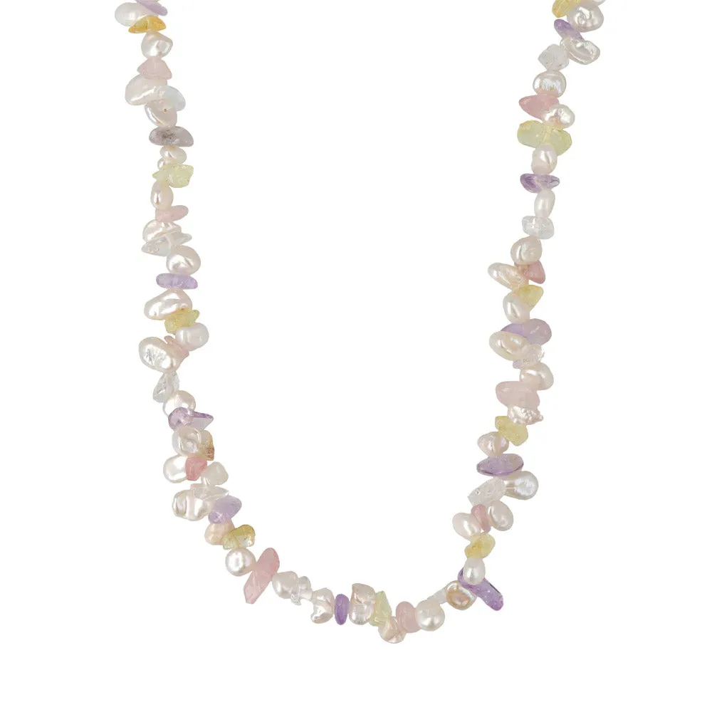 Pearl and Colorful Gravel Necklace