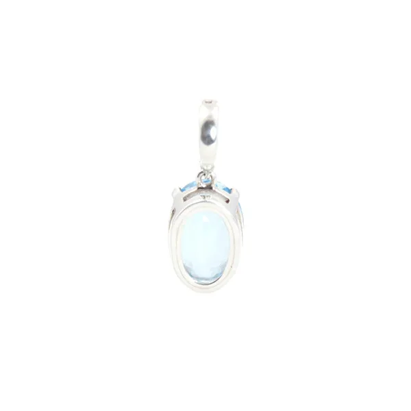 Pendant - Clip On Swiss Blue Topaz Sterling Silver